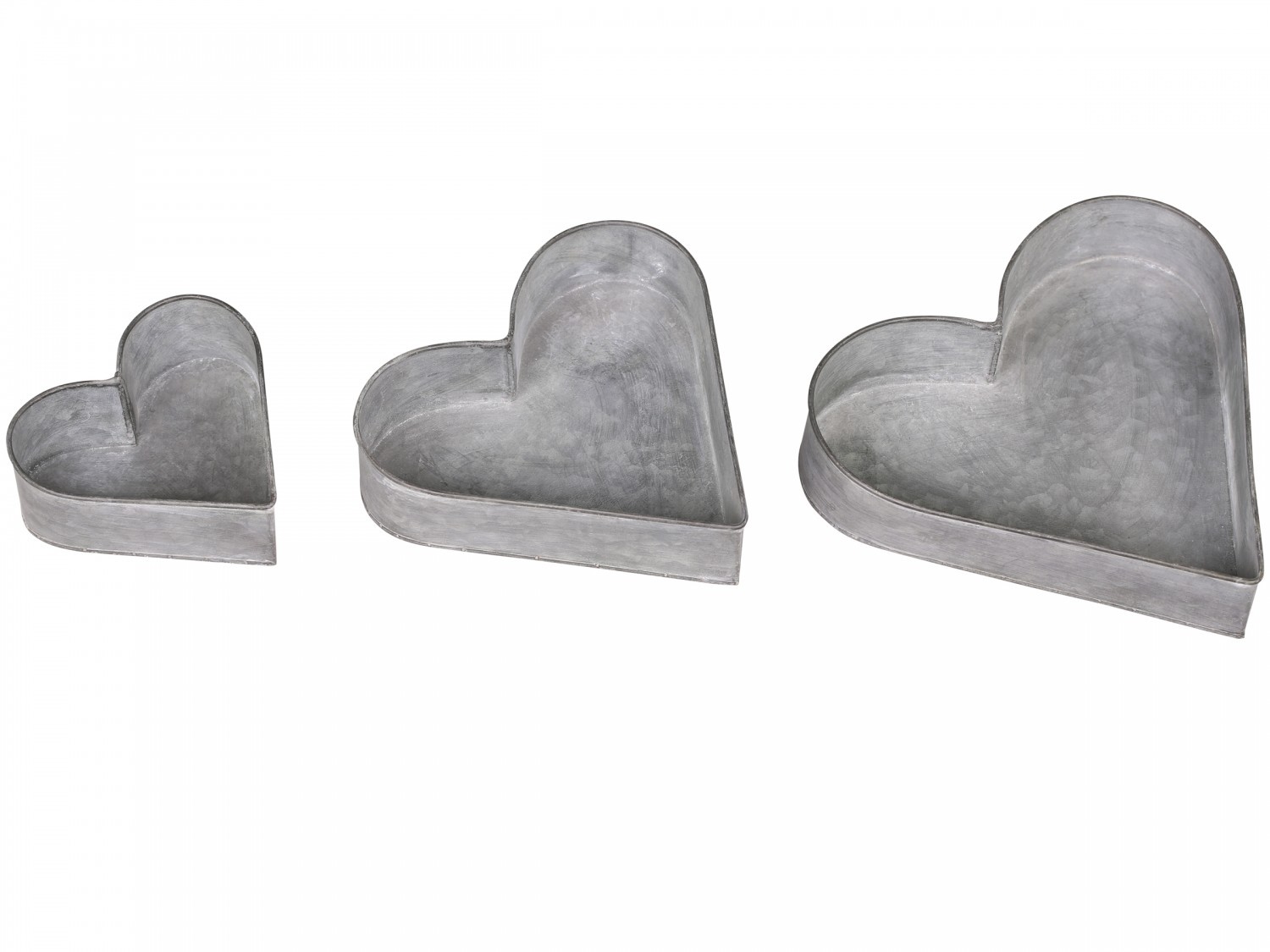 Sada 3ks plechové boxy ve tvaru srdce Zinc - 22*22*5cm
