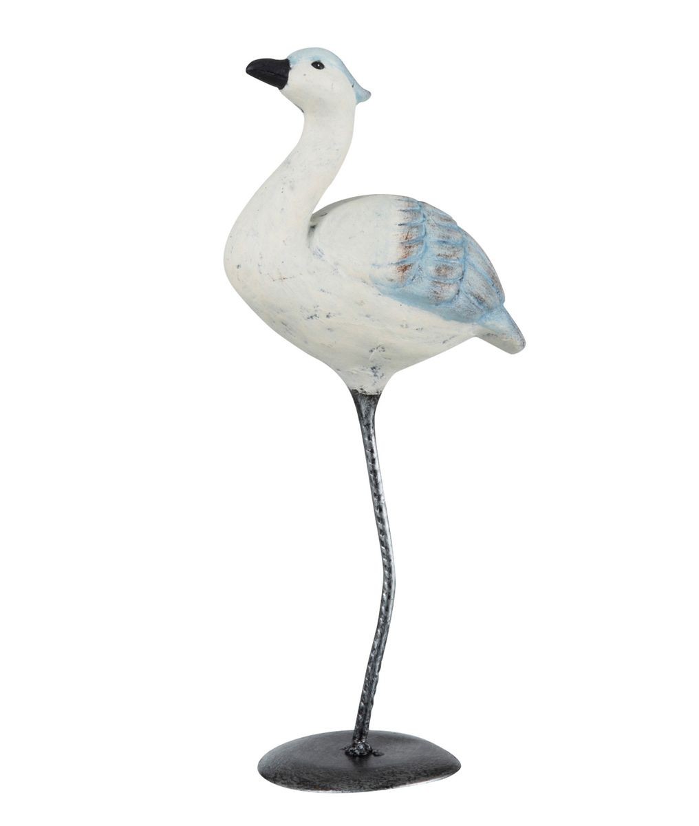 Dekorace modro-bílý ptáček na kovové noze - 13*9*31 cm J-Line by Jolipa