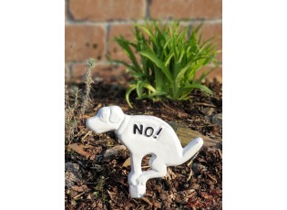 Zahradní bílý litinový zápich Pes No - 23*1*32cm