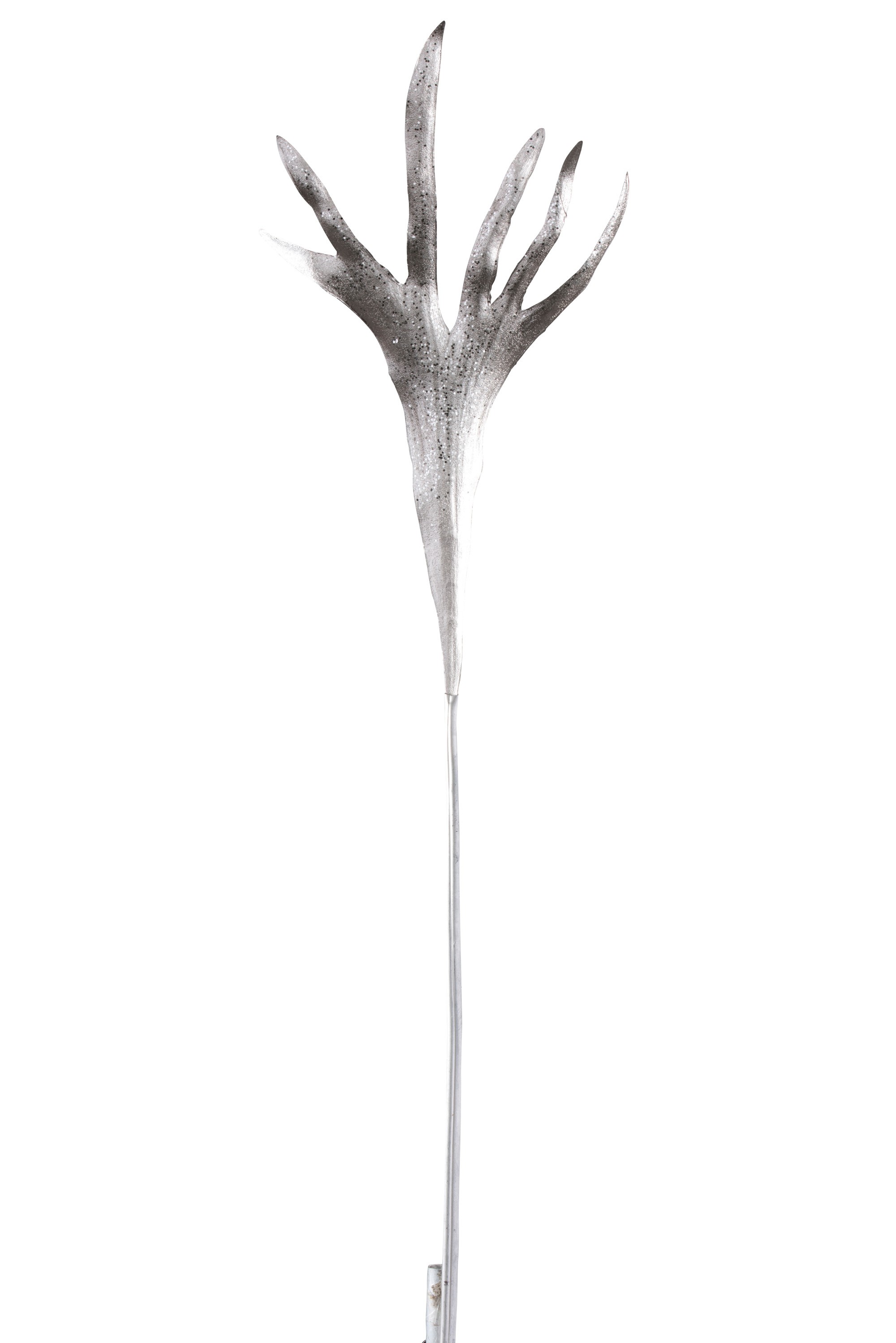 Dekorační stříbrná květina se třpytkami Horns - 26*90cm