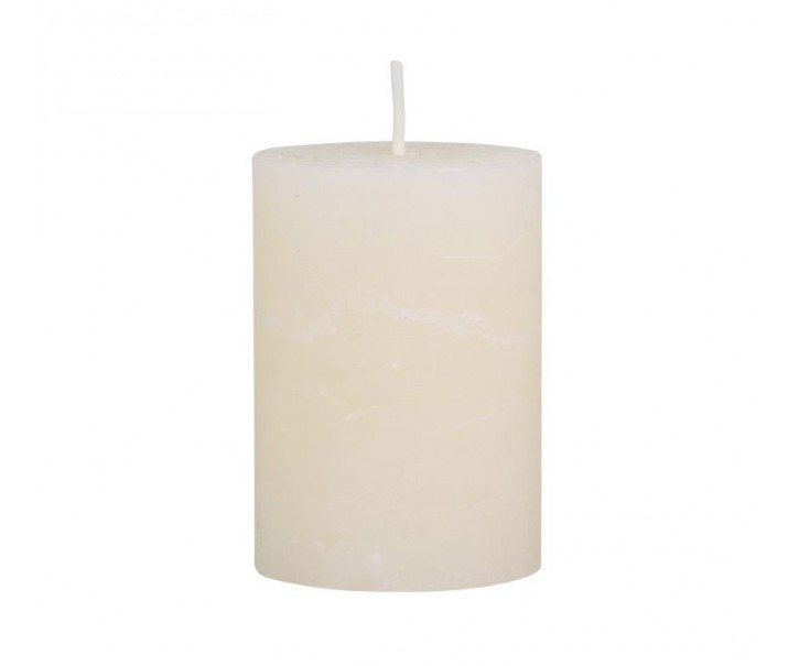 Krémová široká svíčka Rustic pillar - Ø 7*10cm