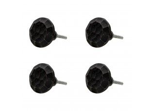 Sada 4ks kovová černá úchytka s patinou Charee - Ø 4*3 cm