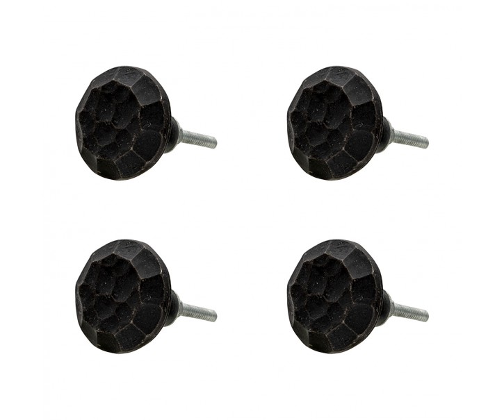 Sada 4ks kovová černá úchytka s patinou Charee - Ø 4*3 cm Clayre & Eef