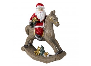 Dekorace Santa na houpacím koni s medvídkem - 25*11*30 cm