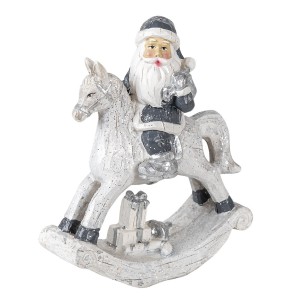 Dekorace Santa na houpacím koni s dárkem - 13*6*17 cm