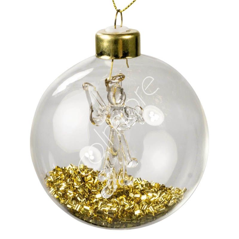 Levně Set 4ks zlatá skleněná vánoční ozdoba s andílkem a zlatými glitry - Ø 8 cm 377-21-020