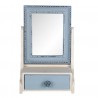 Stolní kosmetické zrcadlo se šuplíčkem Jessi - 25*14*38 cm
 Barva: modr, bíláMateriál: MDF / skloHmotnost: 1,5 kg