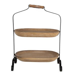 Dřevěný 2-patrový oválný etažér Devry - 38*21*50 cm