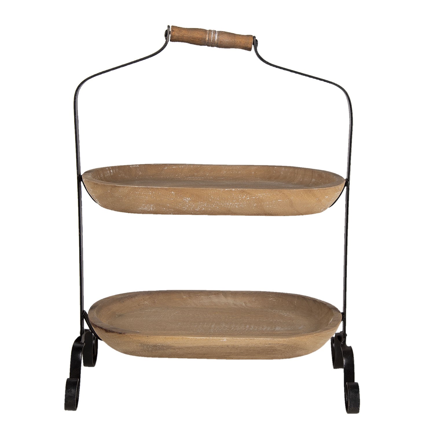 Dřevěný 2-patrový oválný etažér Devry - 38*21*50 cm