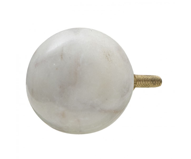 Kameninová kulatá úchytka v bílé barvě s patinou - Ø 3 cm