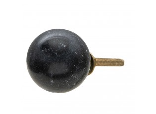 Kameninová kulatá úchytka v černé barvě s patinou - Ø  3 cm