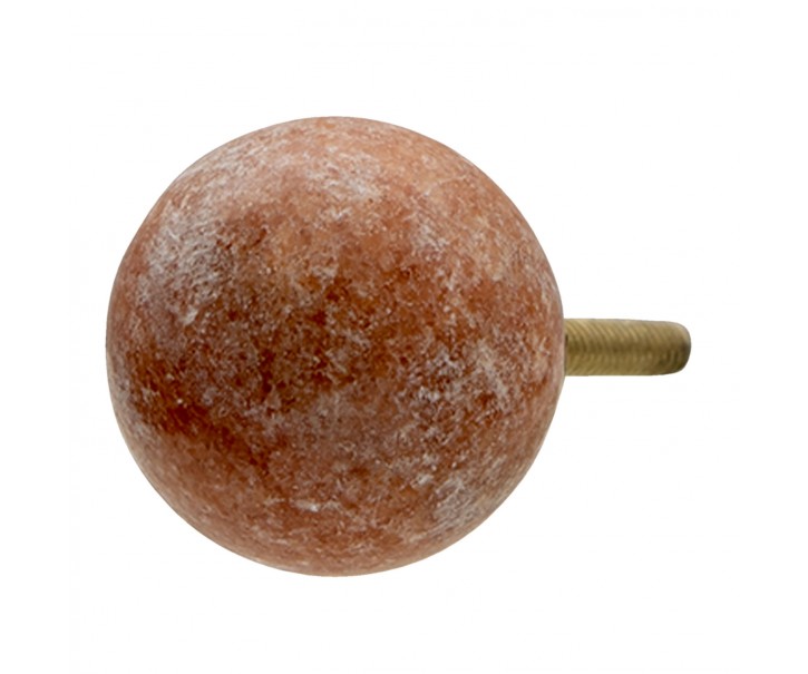 Kameninová kulatá úchytka v růžové barvě s patinou - Ø 3*3 cm
