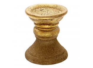 Zlatý keramický svícen s patinou Alwyn - Ø 13*15 cm