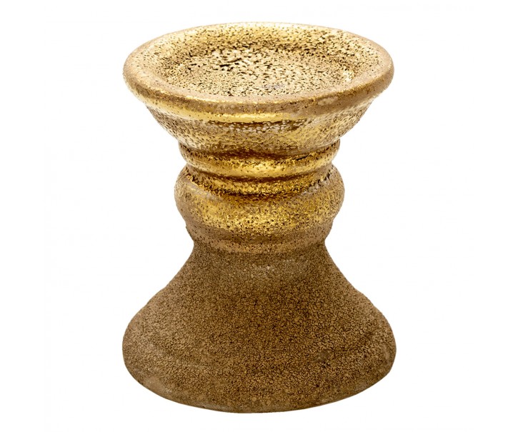 Zlatý keramický svícen s patinou Alwyn - Ø 13*15 cm
