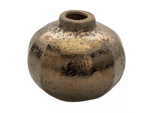 Hnědá keramická váza s bronzovou patinou Leann - Ø 12*10 cm