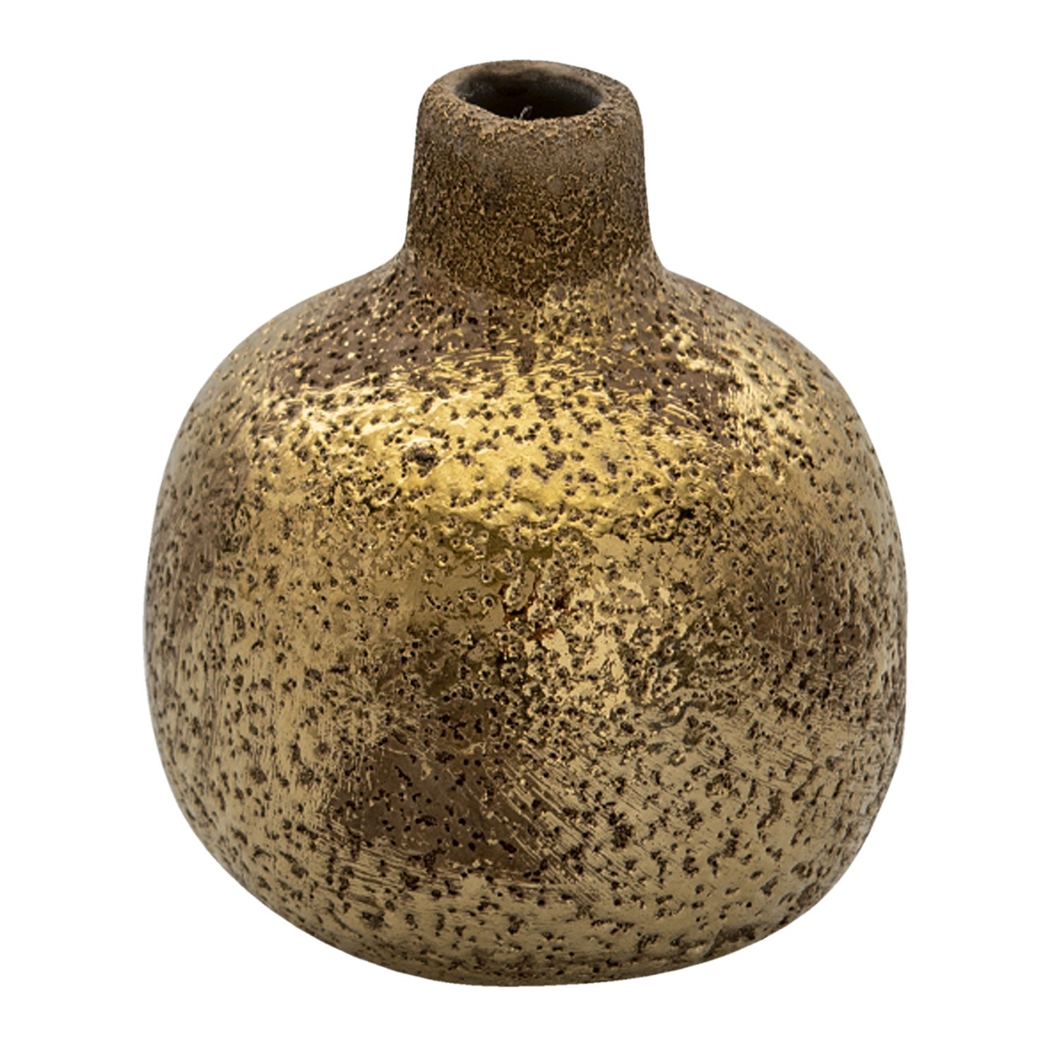 Hnědá keramická váza se zlatou patinou Janet - Ø  9*9 cm Clayre & Eef