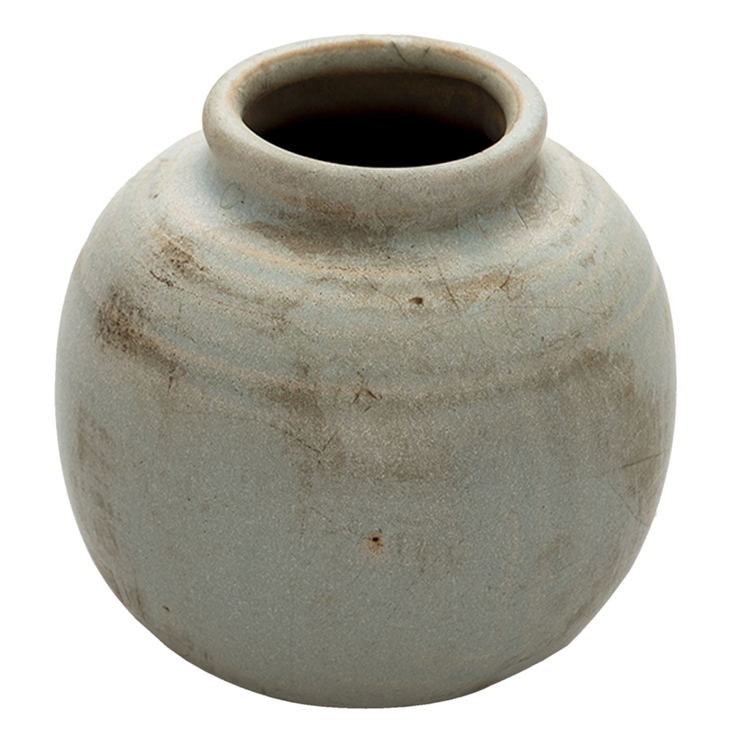 Keramická šedá antik váza s patinou Orabel - Ø 8*8 cm Clayre & Eef