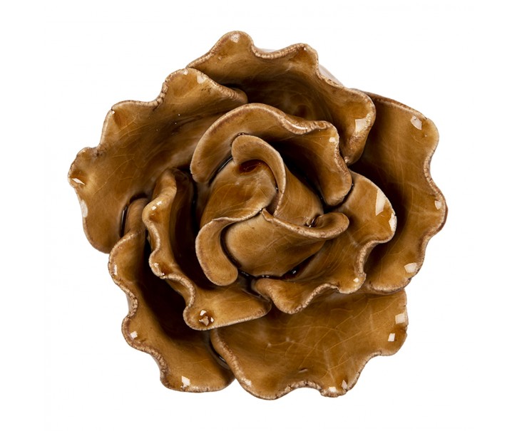 Keramická dekorace květina hnědá - Ø 8*6 cm