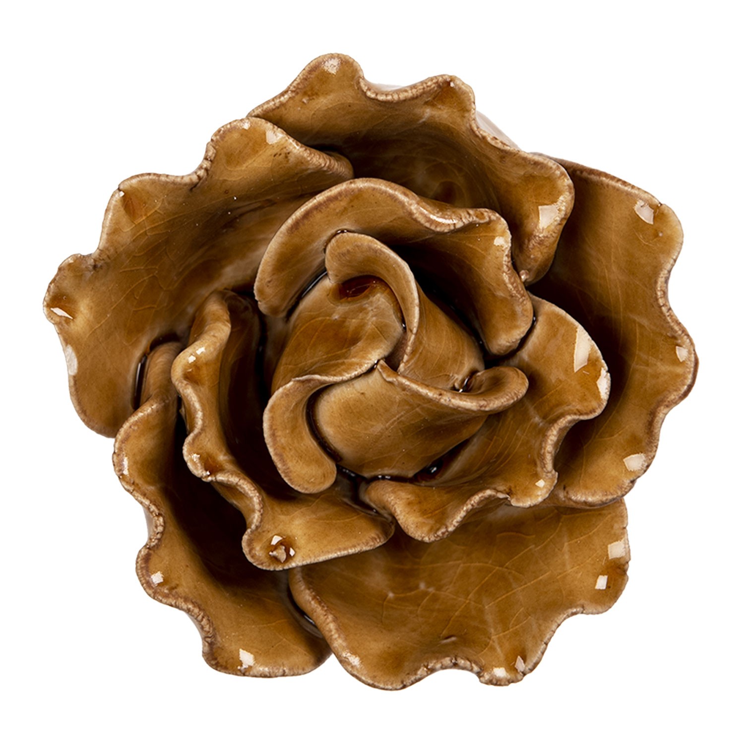 Keramická dekorace květina hnědá - Ø 8*6 cm Clayre & Eef