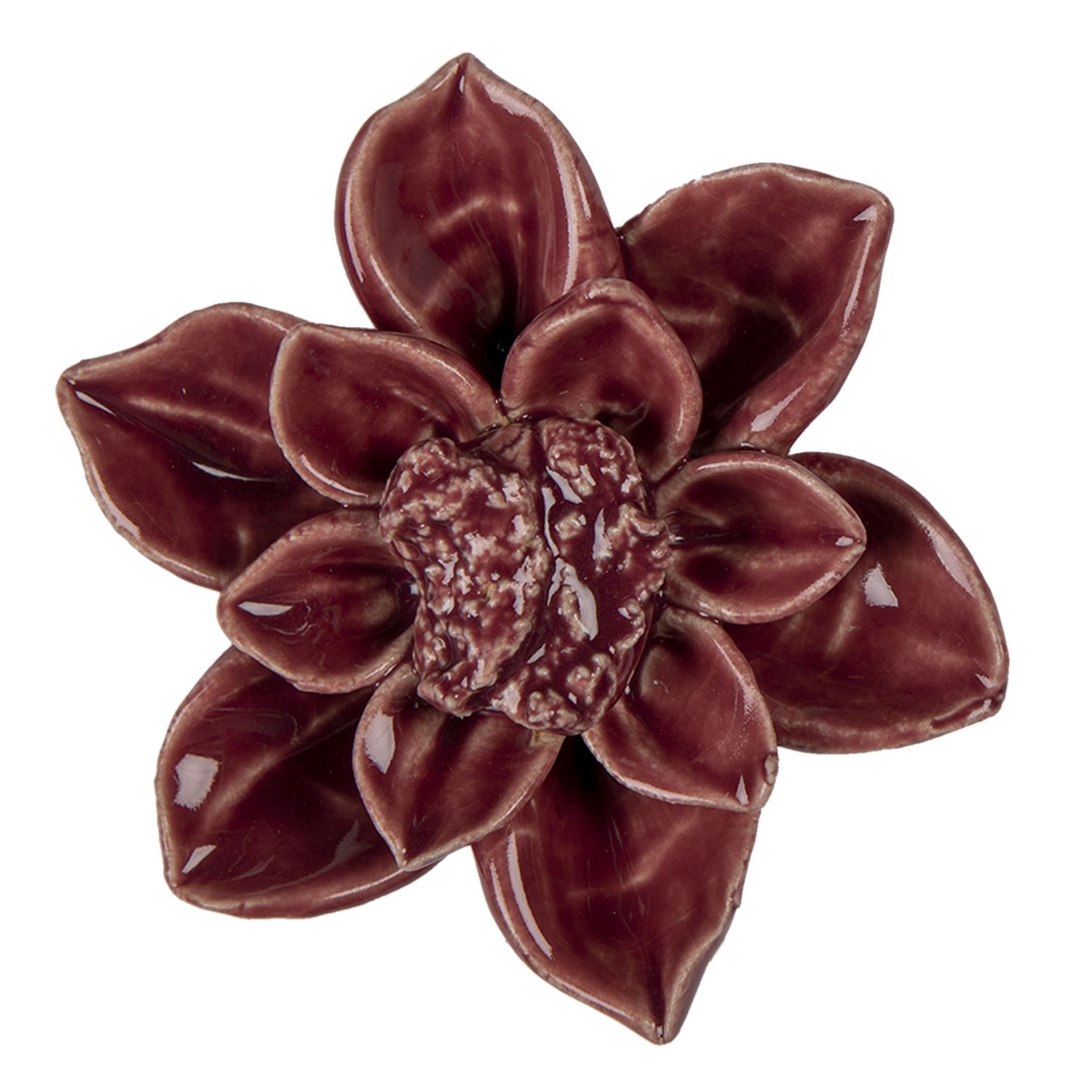 Keramická dekorace květina bordová - Ø 8*4 cm 6CE1329