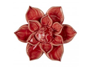 Keramická úchytka květina červená - Ø 8*4 cm