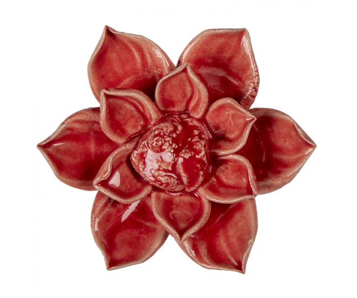 Keramická dekorace květina červená - Ø 8*4 cm