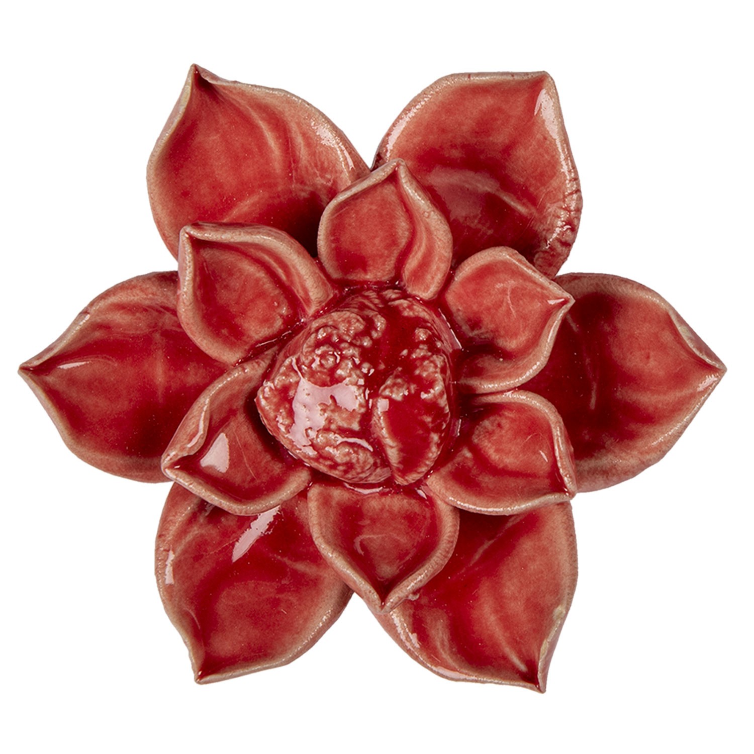 Keramická dekorace květina červená - Ø 8*4 cm Clayre & Eef