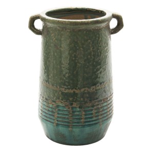 Zelný keramický květináč/váza s uchy Aylin - Ø 16*26 cm