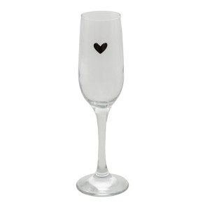 Sklenička na šampaňské se srdíčkem Love Birds - Ø 5*23 cm / 200 ml