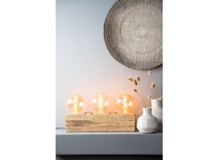 Dřevěná stolní lampa na 3 žárovky Rinca - 36*9*9 / E27