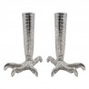 2ks stříbrný kovový svícen ve tvaru slepičích nohou Claw - 11*16*18cm 