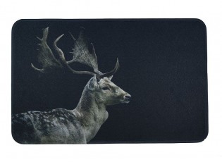 Černá podlahová rohožka s jelenem Deer - 75*50*1cm