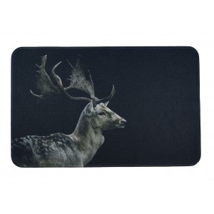Černá podlahová rohožka s jelenem Deer - 75*50*1cm