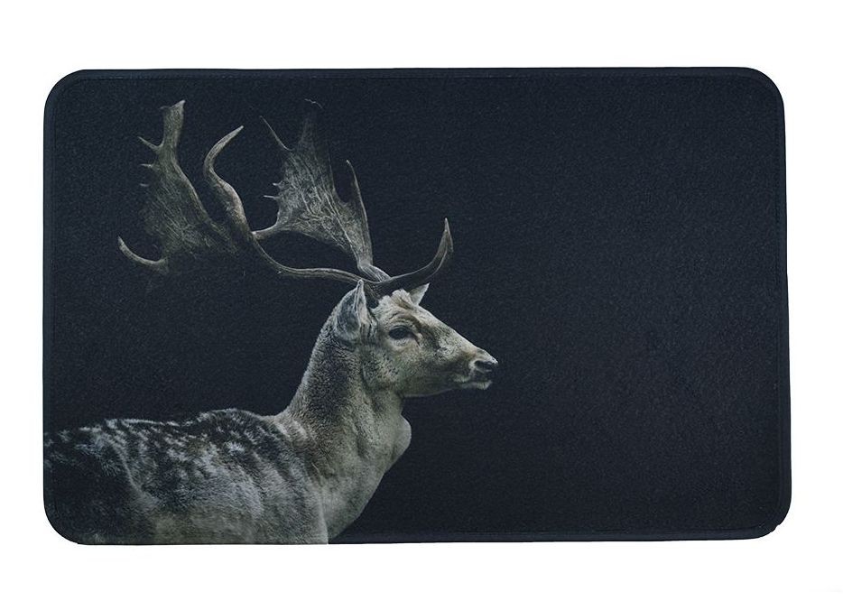 Černá podlahová rohožka s jelenem Deer - 75*50*1cm