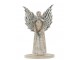 Dřevěný anděl  se stříbrnými křídly - 18*31*2cm