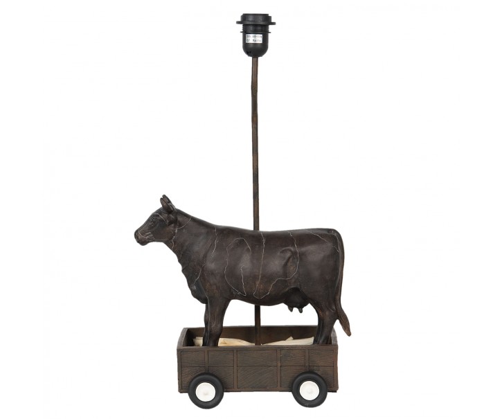 Černá základna k lampě kráva na vozíku - 30*17*56 cm 