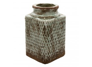 Šedá hranatá váza se vzorem a patinou Nyree - 16*16*27 cm