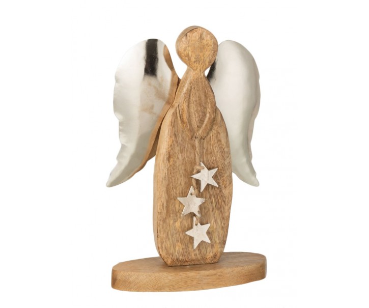 Dřevěný anděl s kovovými křídly - 15*6*26cm