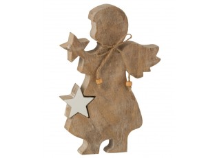 Dřevěný anděl s vyndavací hvězdou - 15*2,5*23cm