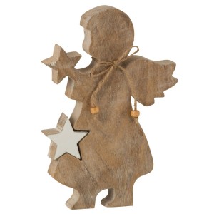 Dřevěný anděl s vyndavací hvězdou - 15*2,5*23cm