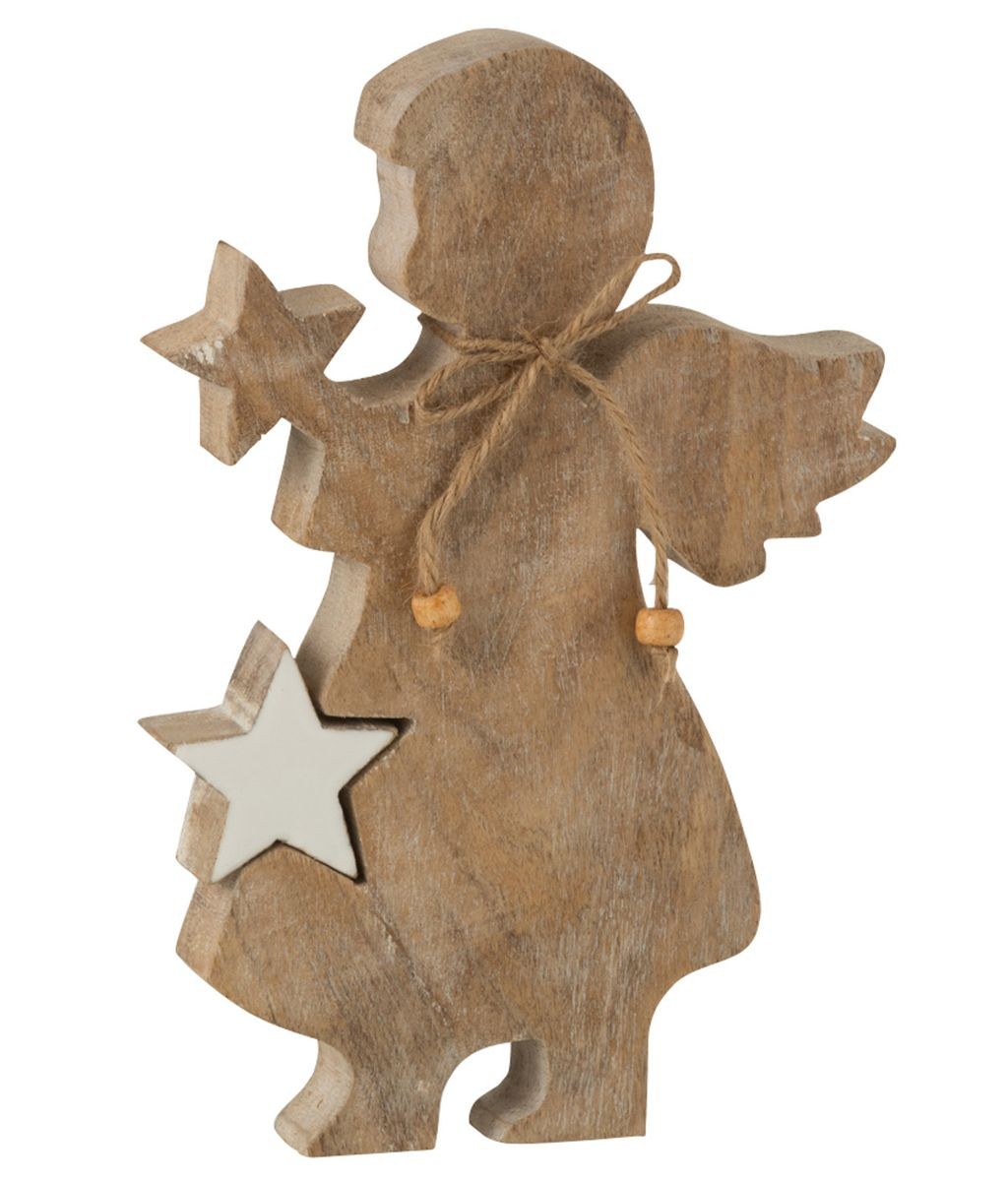 Dřevěný anděl s vyndavací hvězdou - 15*2,5*23cm J-Line by Jolipa