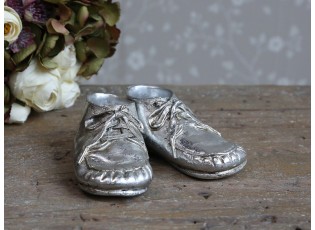 Dekorace stříbrné dětské botičky - 6*13*5cm