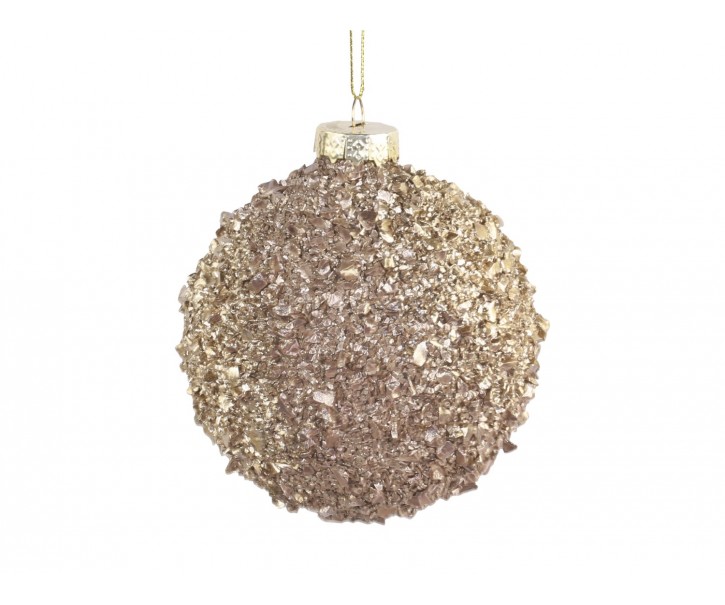 Zlatá skleněná vánoční koule s dílky - Ø 8cm