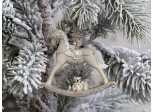 Latté vánoční ozdoba houpací koník - 8*2*7cm