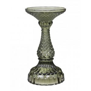 Zelený skleněný svícen Diamond - Ø 9*17 cm