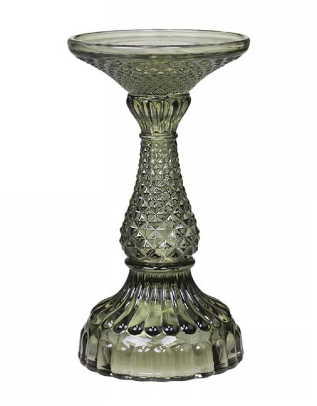 Zelený skleněný svícen Diamond - Ø 9*17 cm