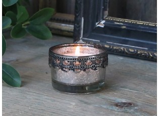 Malý skleněný svícen na čajovou svíčku Silve - Ø 5*3,5 cm
