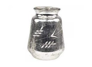 Stříbrná antik skleněná dekorační váza Silb -  Ø 11*15cm