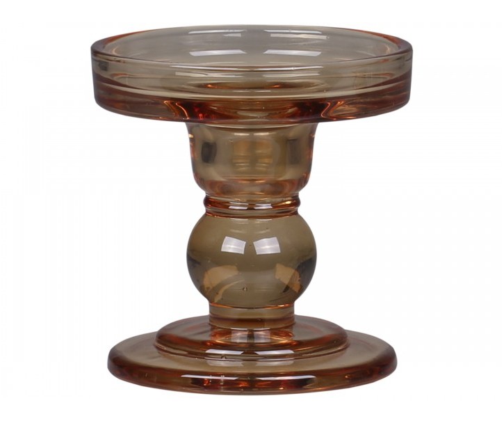 Karamelový skleněný svícen Pillar - Ø 8,5*8,5 cm Chic Antique