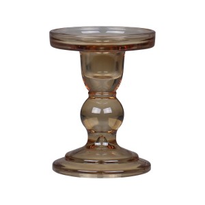 Karamelový skleněný svícen Pillar - Ø 8,5*11,5 cm
